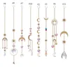 Garden Decorations Sun Light Crystal Wind Chime Star Moon Sun Plated Colorful Beads Hanging Drop Outdoor Garden Windchimes