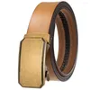 Bälten Plyesxale 2023 Mens Good Leather Belt Retro Casual Real Cowhide High Quality Metal Buckle Ratchet för Man B976