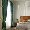 Vorhang aus Samtstoff, chaotisches Muster, dunkelrosa, grün, El Villa-Vorhänge für Wohnzimmer, Esszimmer, Schlafzimmer
