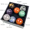 Crystal Sphere Ball Gift Kit för chakra balanseringsterapi helande stenar roskristaller sfärer bollar diameter 20mm