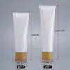 Tubes à presser en plastique blanc vide bouteille pots de crème cosmétique contenant de baume à lèvres de voyage rechargeable avec bouchon en bambou Pkaip