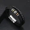 Armreif Herren-Armband, modisch, Legierung, magnetische Schnalle, mehrschichtig, DIY-Leder, geflochten, einfach