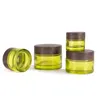 Olivgrüne Glas-Kosmetikgläser, leere Make-up-Probenbehälter, Flasche mit Holzmaserung, auslaufsichere Kunststoffdeckel, BPA-frei für Lotion, Creme, Jxtu