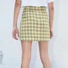 Spódnice kobiety podzielone detale mini spódnica z szorty z szortami w sprawie Kontrola lady vintage impreza swobodnie krótki plisowany mujer