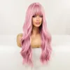 Lace Wigs oneNonly Long Pink Wig with Bangs Natural Wave Heat Resistant Wavy Hair Synthetic Wigs for Women Lolita Cosplay Z0613