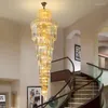 Люстры подвесная лампа светодиодная люстра Light Nordic Luxury Long Spiral Crystal Современная креативная лестница лофт эль -комната декор