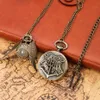 Zakhorloges Vintage Antiek Kwarts Zakhorlogesets Brons Schattig Bal Vleugels Ontwerp Zakhorloges Ketting Hanger Klokketting Geschenkdoos Set 230612