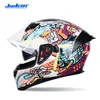 Hełmy motocyklowe Jiekai Fashion Full Face Motorbike Electric Bike Double Lens Motocross Helmet Outdoor Cycling Sprzęt ochronny Casco