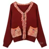 Women's Knits Women's Runway Cardigan Women Fashion Sweater Coat Ladies Cotton Knitted 2023 Autumn Winter Wind Red Outwear With Tassel