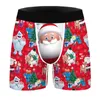 Caleçon Homme Ugly Christmas Boxers 3D Funny Reindeer Snowman Santa Snowflakes Imprimé Holiday Boxer Shorts Hilarious Xmas Briefs