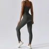 Yoga outfit Spring Seamless Onepiece Suit Dance Belly Drawing Fitness Workout Set Stretch Bodysuit Gymkläder Push Up Sportswear 230612