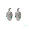Moda 18 K oro diseñador Stud pendientes verde piedra cristal diamante brillante oreja anillos pendiente joyería regalo