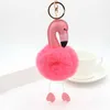 Keychains Covit Flamingo Keychain Feather Ball Pompom Key Chain Creative Fake Hair Plush Women Bag Pendant Men Car Ring Gift