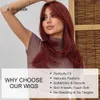 Lace Wigs La Sylphide Red Wig with Bangs Long Straight Good Quality Synthetic Wigs for Women Daily Natural Heat Resistant Hair Z0613