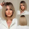 Кружевные парики la sylphide bob ombre brown blonde парик с челками натуральные женщины парики ежедневная вечеринка лолита короткие парики теплостойкие волосы Z0613