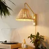 Wall Lamp Japanese Wabi-sabi Style Vintage Bedroom Bedside B&B El Aisle Rattan Swing Arm Creative Lamps