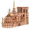 Play Mats 3D Wooden Puzzles Notre Dame Cathedral Sailing Boat Plane DIY Jigsaw Woodcraft Kit Education Toys For Kids Building Robot Model 230613