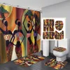 Curtains Ancient Egyptian Women Shower Curtains Polyester Fabric 4 Piece Bathroom Decor Retro Design Carpet Cover Toilet Mat NonSlip Rug