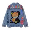 Autumn and Denim Jackets for Women Bear Pattern Jean Coats Oversize Woman Fashion Coat