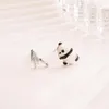 Pendientes de semental Reeti 925 Panda asimétrica de plata esterlina para mujeres Joyas de boda elegantes Pendientes Moda 2023 Brincos
