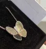 Luxruy Quality Large Size Butterfly Pendant Necklaces with Diamond and Shell for Women Wedding Necklaces Jewelry Gift