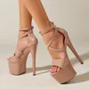 Liyke Sexy Extreme High Heels Platform Pole Dance Stripper Shoes Fashion Open Toe Buckle Strap Sandals Summer Zipper Women Pumps