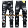 Lila Jeans Herrenjeans Hip-Hop-Hose Straßentrend Reißverschluss Kettendekoration Zerrissene Risse Stretch Schwarz Mode Slim Fit gewaschener Motorrad-Denim