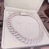 Biżuteria projektantowa wielka rozmiar 20 mm VVS Moissanite Diamentowa biżuteria lodowa 925 Srebrny srebrny złoto -plastowany łańcuch kubański Moissanite