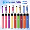 오리지널 잼 킹 600 퍼프 vape 일회용 담배 맛 2ML 미리 채워진 600puffs 스타터 키트 2% 20mg 550mAh 배터리 벌크 vapes 공장 중국 대 BC5000 TI8000