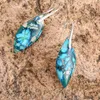 Dangle Küpeler Doğal Renkli Muhteşem Taşlar Kadınlar İçin Taş Yaprak şekli Jaspers Küpe Moda Kalın Mücevher Bijoux