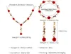 Anhänger Halsketten Retro Französisch Rote Rose Blume Armband Ohrringe Halskette Set Für Weibliche Frauen Damen Mädchen Persönlichkeit Ohrring Drop Otkar