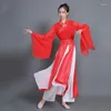 Ethnische Kleidung Damen Chinesischer Traditioneller Volkstanz Hanfu Kostüm Paillettenstickerei Alte Fee Rotes Bühnenkleid Outfits