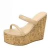 Liyke Mode Marke Peep Toe Wedges Hausschuhe Für Frauen Holz Dicken Boden Plattform High Heels Weiß Sandalen Freizeit Rutsche Schuhe