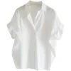 Blusas Femininas Camisas Verão Coreano Solto Versátil Algodão Top Branco Solto Manga Morcego Camisa Feminina Feminina Feminina 230613