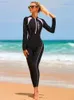 Våtdräkter Drysuits kvinnors badkläder tunn dykdräkt långärmad full kropp surfing baddräkt snorkling strand slitage havs solskyddsmedel baddräkt 230612