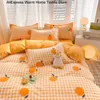 Ensembles de literie INS Orange Damier Housse de Couette Draps Cas Twin Full Double Taille Floral Ensemble de Literie Décor Maison Pour Enfants Filles Z0612