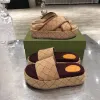 Slipper damski haftowany na płótnie designerskie zjeżdżalnie poślizg na kapciach dla dziewcząt 60 mm pokrytą platformą