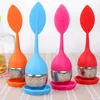 Reusable Food Grade Silicone Handle Stainless Steel Strainer Leaf Shaped Loose Tea Infuser Filter Tea Strainer Steeper W0040