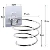 Bathroom Shelves Hair Dryer Holder Blower Organizer Adhesive Wall Mounted Nail Free No Drilling Stainless Steel Spiral Stand For 230613