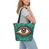 Shopping Bags All Seeing Eye Art Groceries Print Canvas Shopper Shoulder Tote Bag Big Capacity Durable Evil Mystic Eyes Handbag