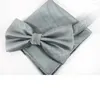 弓の絆Hooyi Men Hantkerchief Solid Color Tie Set 2023 Gray Bowtie Pocket Square