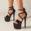 Liyke Sexy Extreme High Heels Platform Pole Dance Stripper Shoes Fashion Open Toe Buckle Strap Sandals Summer Zipper Women Pumps