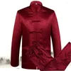 Vêtements ethniques printemps été mâle à manches longues broderie soie Satin Tang costume hommes Tai Chi Wushu uniformes Arts martiaux