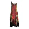 Casual Dresses Women Sexig V-ringning Lång vintage 4 juli Boho Dress Sleeveless Flag Tank Maxi Summet Sundress Vestidos Robe Beach Holiday