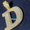 Ciondolo iniziale ghiacciato con diamante di alta qualità Ciondolo personalizzato in argento 925 Ciondolo con lettera Hiphop VVS Moissanite