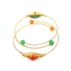 Strand 6pcs Colorful Chakras Stone Gold Healing Crystal Agates Red Green Aventurine Beads Bracelet Friendship Jewelry