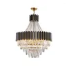 Ljuskronor lyxiga ädla LED Black vs Gold Crystal Chandelier Lighting Luster Hanging Lamps Suspension Lumtaire Lampen For Living Room