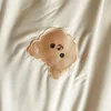 Conjuntos de Lençóis Bonitos Desenhos Animados Urso de Pelúcia Bordado Conjunto de Lençóis Estilo Princesa Renda Capa de Edredom Estojo de Lençóis de Algodão Lavado Conjuntos de Colchas de Cama Z0612