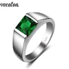 Vecalon Solitaire Male Promise Ring 925 Sterling Silver Princess Cut 3CT AAAAA CZ Engagement Wedding Band Rings for Men Jewelry