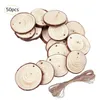 Artisanat 60 PCS Ornements de Noël en bois DIY Small Wood Discs Cercles peignant les petites tranches de pin 56 cm / 67 cm